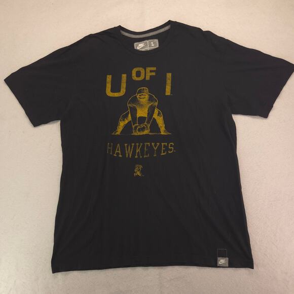 Nike Iowa Hawkeyes Crew Neck Graphic College Footbal T Shirt Mens Size 2XL Black - Picture 2 of 9